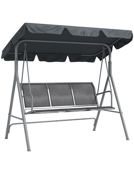 Outsunny 3 Seater Swing Chair, Garden Swing Bench with Adjustable Tilting Canopy, Breathable Mesh Seat and Heavy Duty Metal Fram - pic 183074 | FastDaddyshop