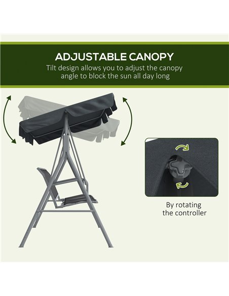 Outsunny 3 Seater Swing Chair, Garden Swing Bench with Adjustable Tilting Canopy, Breathable Mesh Seat and Heavy Duty Metal Fram - pic 183077 | FastDaddyshop