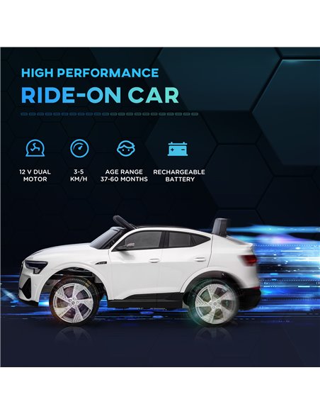 HOMCOM 12V Kids Electric Ride-On Car with Remote Control, Lights, Music, Horn, White - pic 18308 | FastDaddyshop