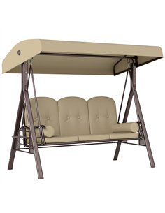 Outsunny Three-Seater Garden Swing Chair - Brown
