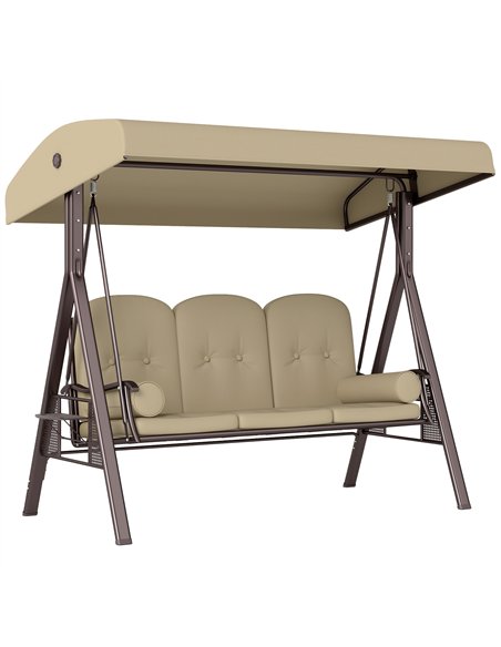 Outsunny Three-Seater Garden Swing Chair - Brown - pic 183083 | FastDaddyshop