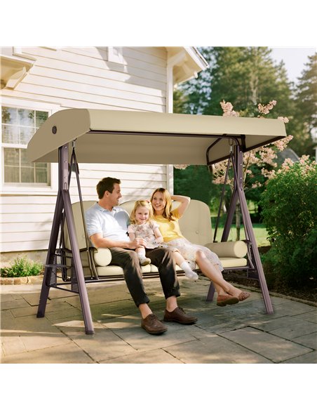 Outsunny Three-Seater Garden Swing Chair - Brown - pic 183084 | FastDaddyshop