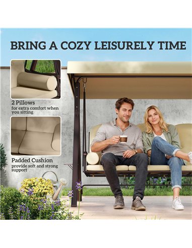 Outsunny Three-Seater Garden Swing Chair - Brown