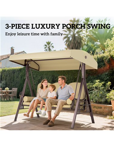 Outsunny Three-Seater Garden Swing Chair - Brown
