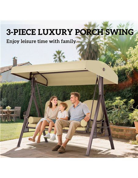Outsunny Three-Seater Garden Swing Chair - Brown - pic 183089 | FastDaddyshop