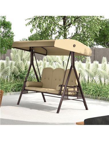 Outsunny Three-Seater Garden Swing Chair - Brown