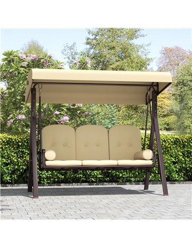 Outsunny Three-Seater Garden Swing Chair - Brown