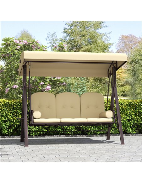 Outsunny Three-Seater Garden Swing Chair - Brown - pic 183091 | FastDaddyshop