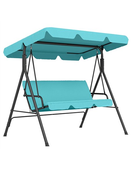 Outsunny Three-Seater Garden Swing Chair, with Adjustable Canopy - Blue - pic 183092 | FastDaddyshop