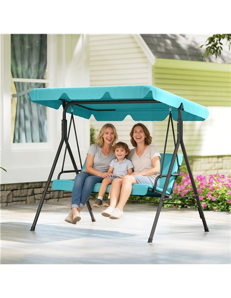 Outsunny Three-Seater Garden Swing Chair, with Adjustable Canopy - Teal - pic 183100 | FastDaddyshop