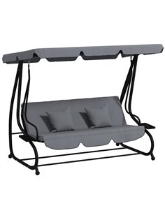 Outsunny Three-Person garden Swing Chair, with Adjustable Canopy - Light Brown