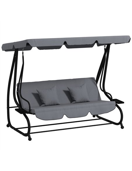 Outsunny Three-Person garden Swing Chair, with Adjustable Canopy - Light Brown - pic 183101 | FastDaddyshop
