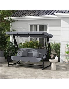 Outsunny Three-Person garden Swing Chair, with Adjustable Canopy - Light Brown 2