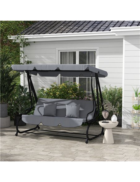 Outsunny Three-Person garden Swing Chair, with Adjustable Canopy - Dark Grey - pic 183102 | FastDaddyshop