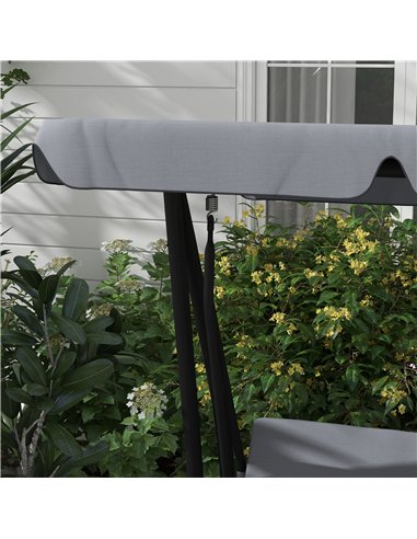 Outsunny Three-Person garden Swing Chair, with Adjustable Canopy - Dark Grey