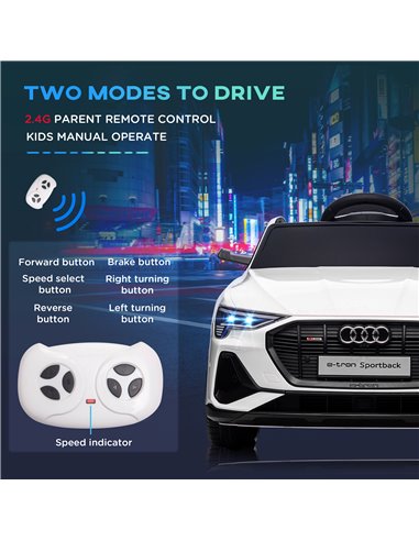 HOMCOM 12V Kids Electric Ride-On Car, with Remote Control, Lights, Music, Horn - White