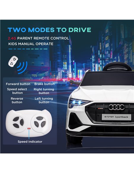 HOMCOM 12V Kids Electric Ride-On Car, with Remote Control, Lights, Music, Horn - White - pic 18311 | FastDaddyshop