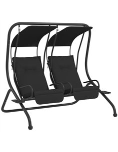 Outsunny Two-Seat Garden Swing Chair, with Protective Canopy - Black