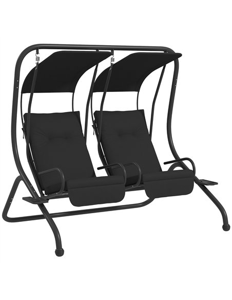 Outsunny Two-Seat Garden Swing Chair, with Protective Canopy - Black - pic 183110 | FastDaddyshop