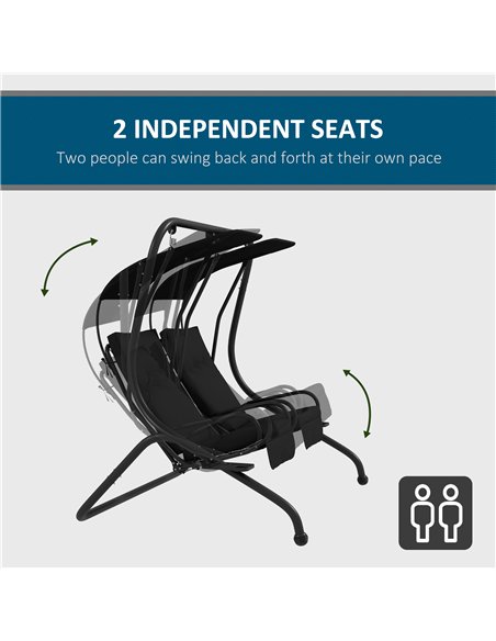 Outsunny Two-Seat Garden Swing Chair, with Protective Canopy - Black - pic 183113 | FastDaddyshop