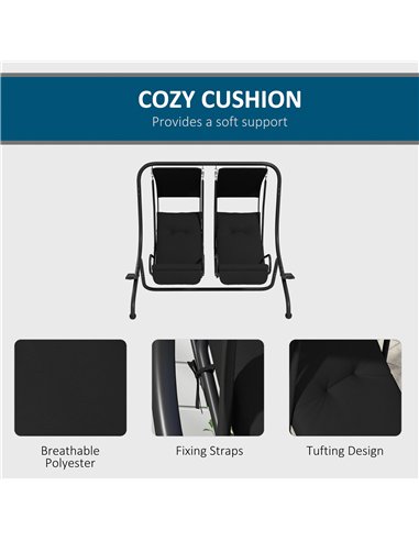 Outsunny Two-Seat Garden Swing Chair, with Protective Canopy - Black