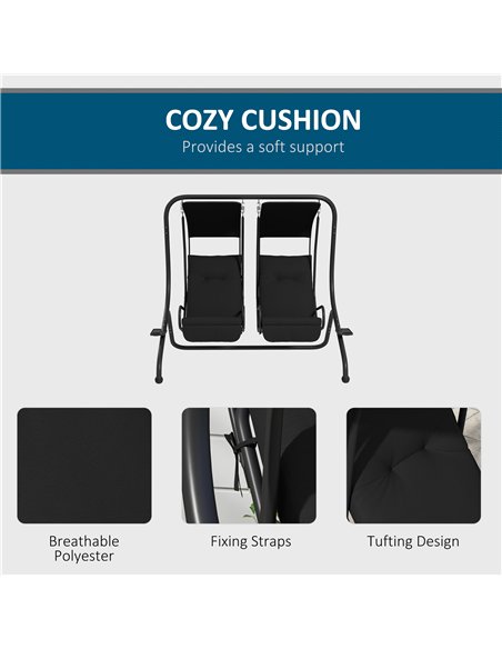 Outsunny Two-Seat Garden Swing Chair, with Protective Canopy - Black - pic 183115 | FastDaddyshop