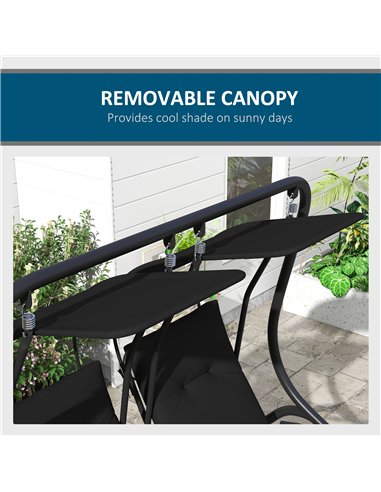 Outsunny Two-Seat Garden Swing Chair, with Protective Canopy - Black