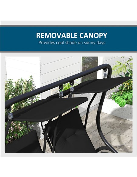 Outsunny Two-Seat Garden Swing Chair, with Protective Canopy - Black - pic 183116 | FastDaddyshop