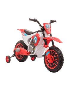 HOMCOM 3+ Kids 12V Electric Motorcycle with Training Wheels, Red