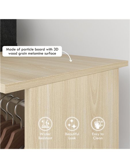 HOMCOM Open Wardrobe Double Mobile Storage Shelves Organizer W/6 Wheels-Natural - pic 183140 | FastDaddyshop