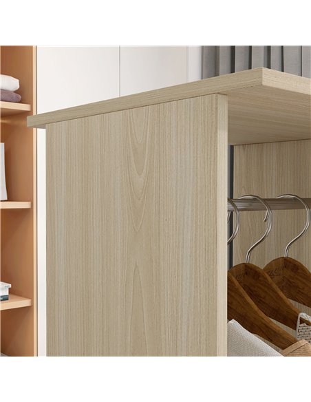 HOMCOM Open Wardrobe Double Mobile Storage Shelves Organizer W/6 Wheels-Natural - pic 183143 | FastDaddyshop