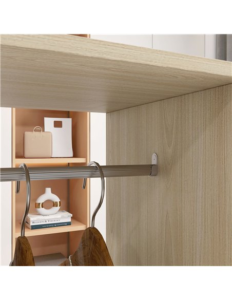 HOMCOM Open Wardrobe Double Mobile Storage Shelves Organizer W/6 Wheels-Natural - pic 183144 | FastDaddyshop