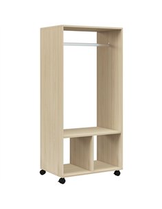 HOMCOM Open Wardrobe on Wheels, Bedroom Wardrobe with Clothes Hanging Rail, 2 Storage Shelves, Mobile Garment Rack for Cloakroom