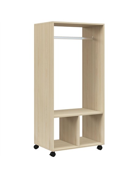 HOMCOM Open Wardrobe on Wheels, Bedroom Wardrobe with Clothes Hanging Rail, 2 Storage Shelves, Mobile Garment Rack for Cloakroom - pic 183146 | FastDaddyshop