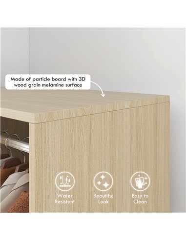 HOMCOM Open Wardrobe on Wheels, Bedroom Wardrobe with Clothes Hanging Rail, 2 Storage Shelves, Mobile Garment Rack for Cloakroom