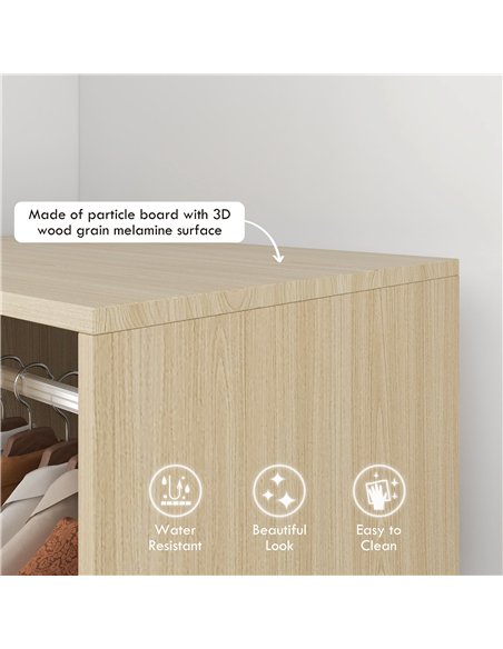 HOMCOM Open Wardrobe on Wheels, Bedroom Wardrobe with Clothes Hanging Rail, 2 Storage Shelves, Mobile Garment Rack for Cloakroom - pic 183149 | FastDaddyshop