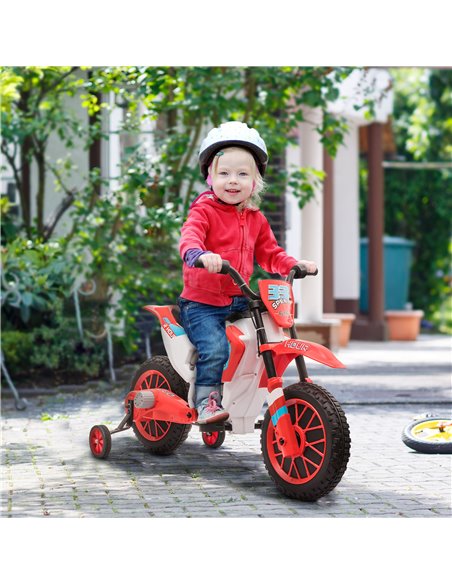 HOMCOM 3+ Kids 12V Electric Motorcycle with Training Wheels, Red - pic 18315 | FastDaddyshop