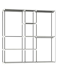 HOMCOM Portable Wardrobe, Open Clothes Wardrobe with 8 Shelves, 3 Hanging Rails, Light Grey