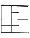 HOMCOM Portable Wardrobe, Open Clothes Wardrobe with 8 Shelves, 3 Hanging Rails, Black