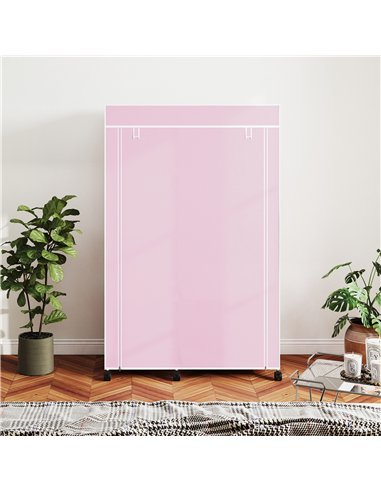 HOMCOM Fabric Wardrobe w/ Shelves Hanging Rail Foldable Wardrobe Pink