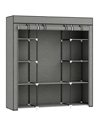 HOMCOM Clothes Storage Organiser with Hanging Rail, Shelves, Portable Wardrobe, Foldable Fabric Wardrobe, Dark Grey