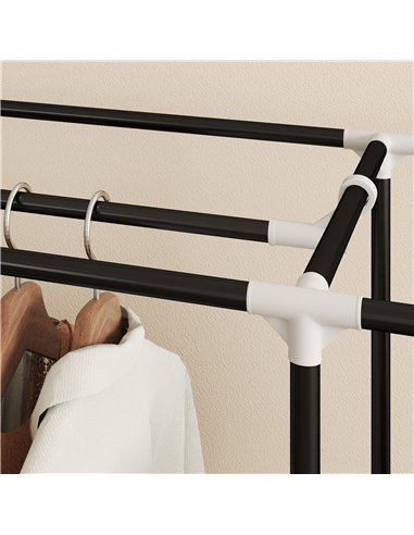 HOMCOM Clothes Storage Organiser with Hanging Rail, Shelves, Portable Wardrobe, Foldable Fabric Wardrobe, Light Grey