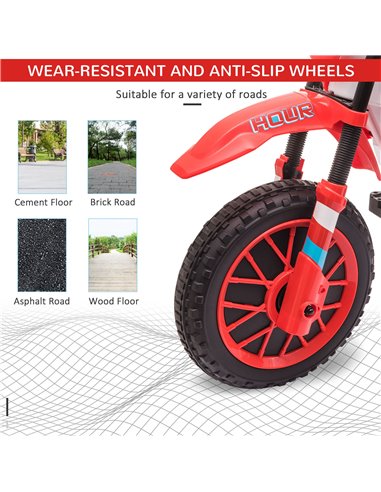 HOMCOM 12V Kids Electric Motorcycle Ride-On, with Training Wheels, for Ages 3-6 Years - Red