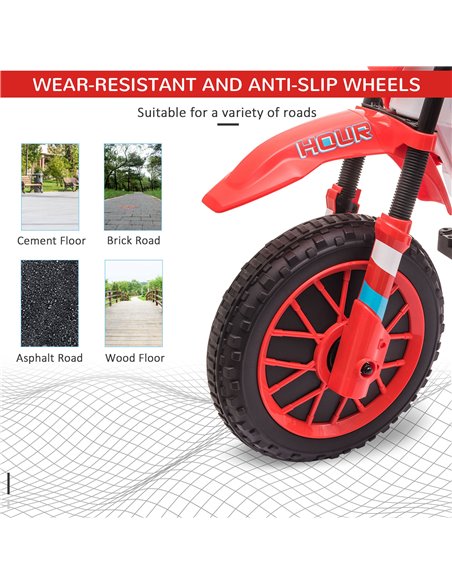 HOMCOM 12V Kids Electric Motorcycle Ride-On, with Training Wheels, for Ages 3-6 Years - Red - pic 18320 | FastDaddyshop