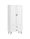 HOMCOM 2-Door Wardrobe, Modern Wardrobe with 2 Drawers and Hanging Rail for Bedroom, White