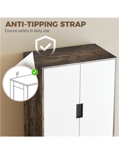 HOMCOM Modern Clothes Storage Cupboard Unit, 3 Drawer 2 Door Wardrobe with Hanging Rod, Rustic Brown - pic 183214 | FastDaddyshop