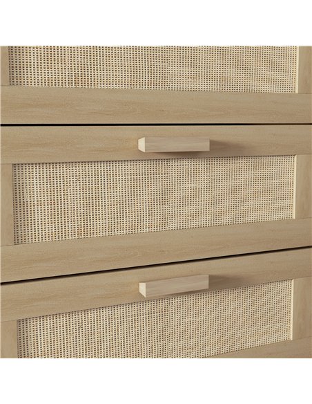 HOMCOM Chest of Drawers, 6-Drawer Dresser, Tall Storage Drawer Unit with Rattan Element for Bedroom, Living Room, Oak - pic 183234 | FastDaddyshop