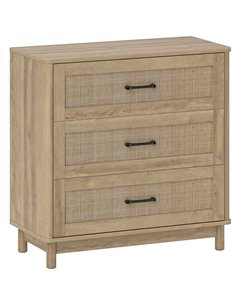 HOMCOM 76 cm Wide Drawer Chest of Drawers with 3 Drawer - Oak