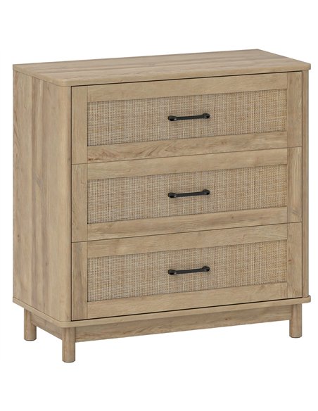 HOMCOM 76 cm Wide Drawer Chest of Drawers with 3 Drawer - Oak - pic 183236 | FastDaddyshop