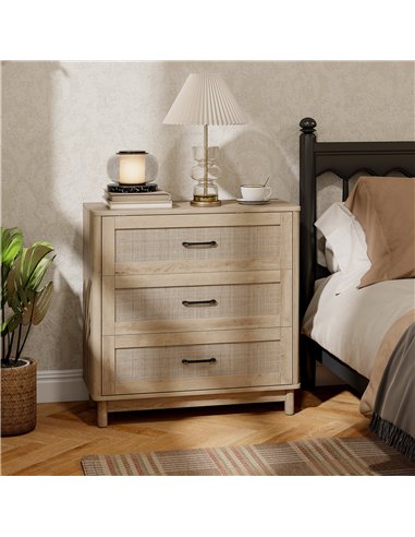 HOMCOM 76 cm Wide Drawer Chest of Drawers with 3 Drawer - Oak